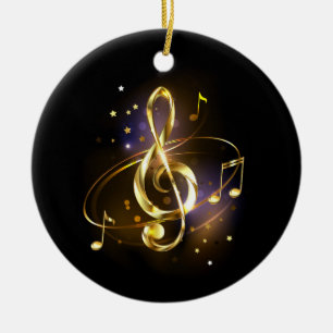Gold Treble Clef Music Ceramic Ornament