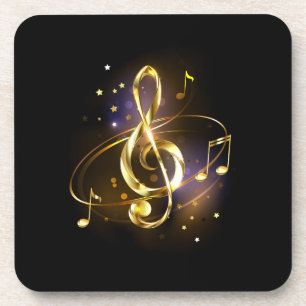 Gold Treble Clef Music Coaster