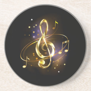Gold Treble Clef Music Coaster