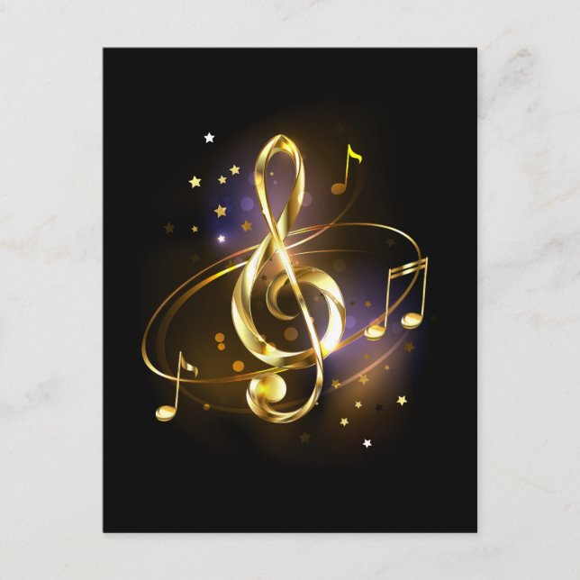 Gold Treble Clef Music Enclosure Card (Front)