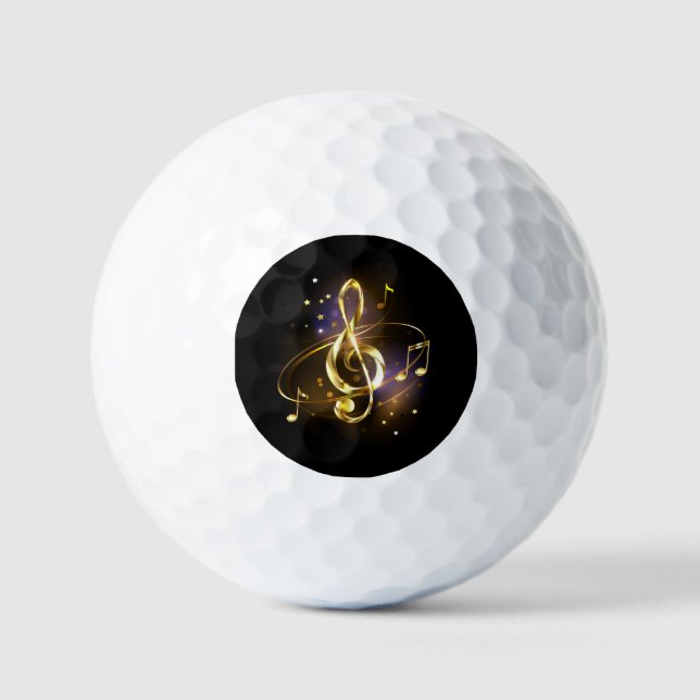 Gold Treble Clef Music Golf Balls (Front)