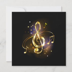 Gold Treble Clef Music Holiday Card