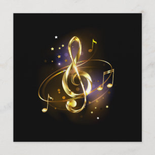 Gold Treble Clef Music Invitation