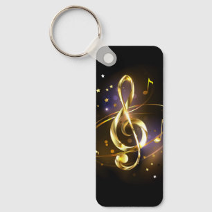 Gold Treble Clef Music Keychain