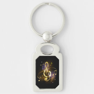 Gold Treble Clef Music Keychain
