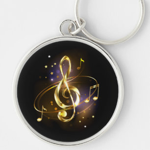 Gold Treble Clef Music Keychain