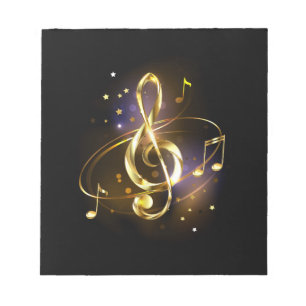 Gold Treble Clef Music Notepad