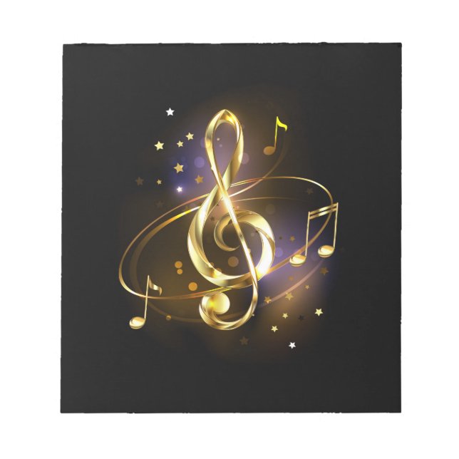 Gold Treble Clef Music Notepad (Front)