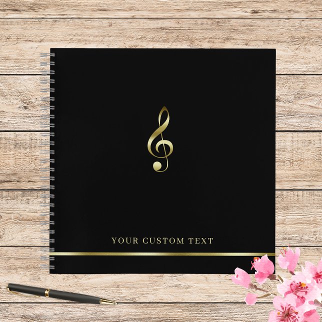 Gold Treble Clef Music Office Teacher Elegant  Notebook (Creator Uploaded)
