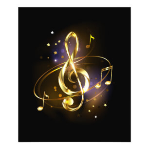 Gold Treble Clef Music Photo Print