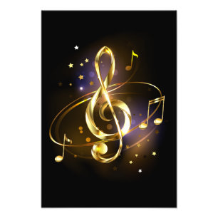 Gold Treble Clef Music Photo Print