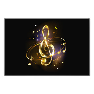 Gold Treble Clef Music Photo Print