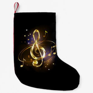 Gold Treble Clef Music Small Christmas Stocking