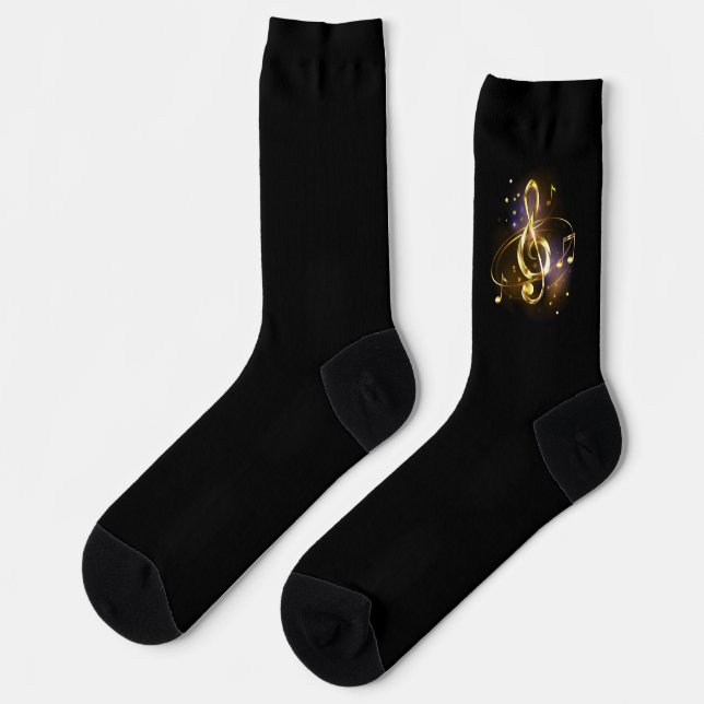 Gold Treble Clef Music Socks (Left)