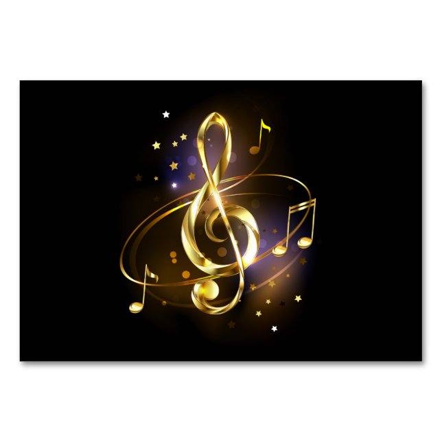 Gold Treble Clef Music Table Number (Front)