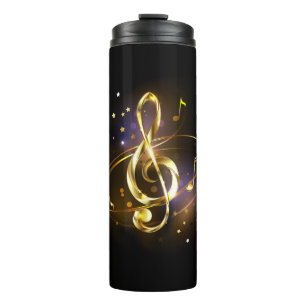 Gold Treble Clef Music Thermal Tumbler