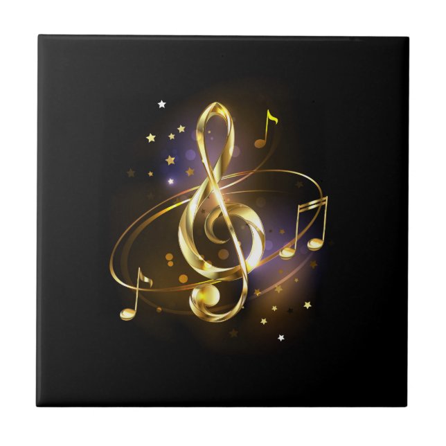 Gold Treble Clef Music Tile (Front)