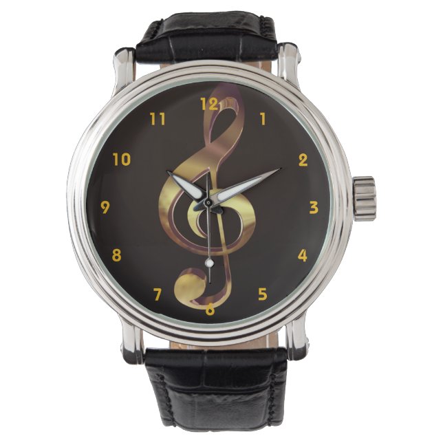 Gold Treble Clef Music Watch (Front)