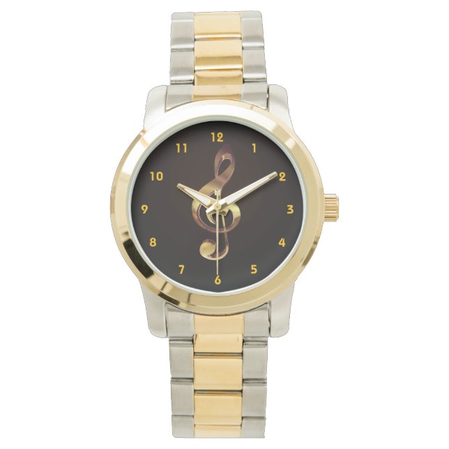 Gold Treble Clef Music Watch - Try Different Style (Front)