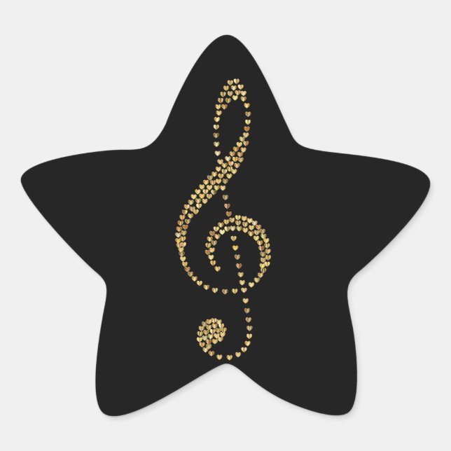 Gold treble clef, prismatic, star sticker (Front)