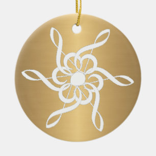 Gold Treble Clef Snowflake Ornement musical