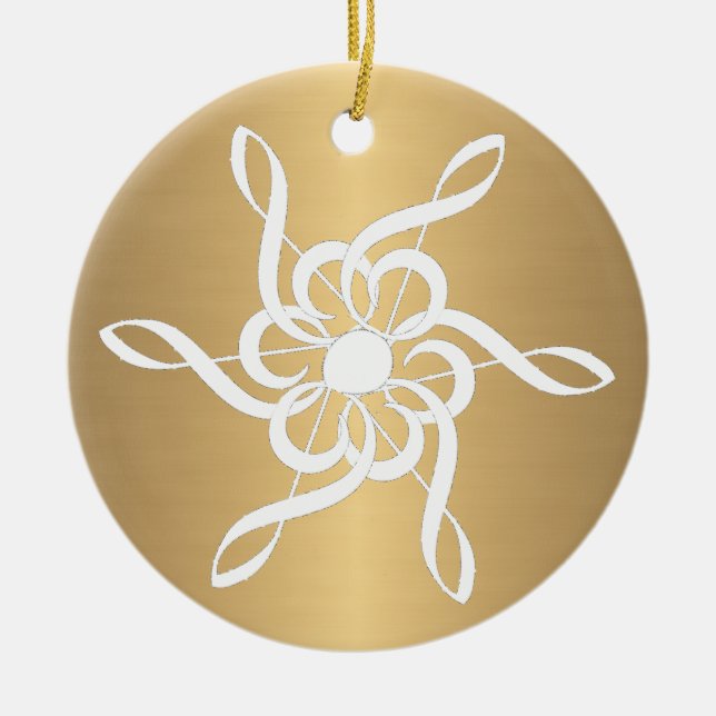 Gold Treble Clef Snowflake Ornement musical (Devant)