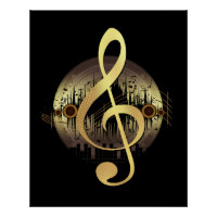Gold Treble Clef Vinyl Record Music Wall Decor Art