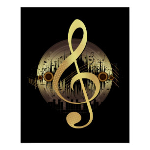 Gold Treble Clef Vinyl Record Music Wall Decor Art