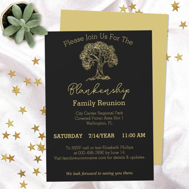 Gold Tree Art Family Réunion Modèle Invitation (Créateur téléchargé)