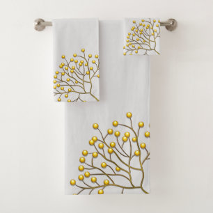 Gold Tree Bath Towel Set