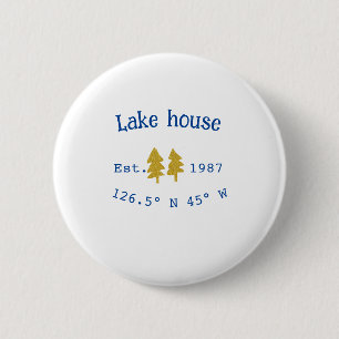Gold tree blue lake house add coordinate year fami 2 inch round button