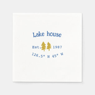 Gold tree blue lake house add coordinate year fami napkin
