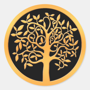 Gold Tree Classic Round Sticker