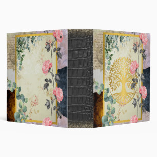 Gold Tree Floral Roses Binder