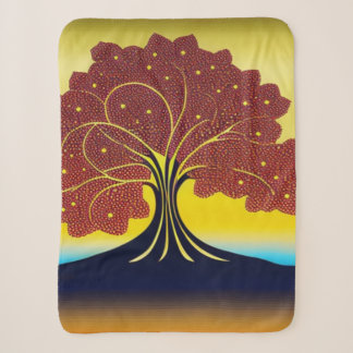 Gold Tree in the Wind Sherpa Blanket