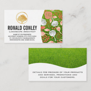 Gold Tree Logo   Lawn Flowers Roses Business Card