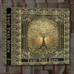 Gold Tree of Life Add Text Binder<br><div class="desc">A beautiful ornate design with a gold tree of life with an ornate frame and a heart at the roots.</div>