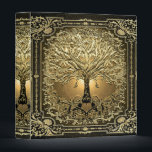 Gold Tree of Life Ancient Rustic 3 Ring Binder<br><div class="desc">A beautiful ornate design with a gold tree of life with an ornate frame and a heart at the roots.  There is a night sky background.</div>
