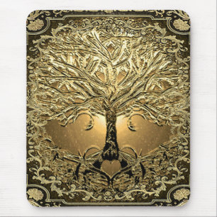 Gold Tree of Life Ancient Rustic Mouse Pad