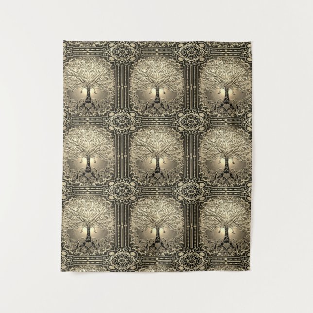 Gold Tree of Life Ancient Rustic Tapestry (Front)