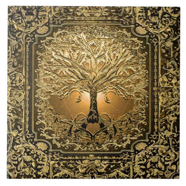 Gold Tree of Life Ancient Rustic Tile (Front)