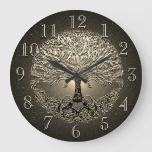 Gold Tree of Life Heart Large Clock