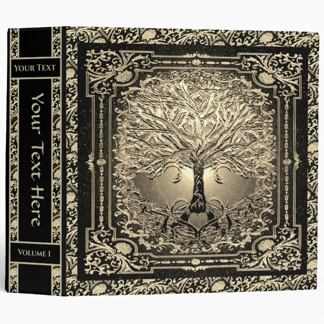 Gold Tree of Life Inner Light 3 Ring Binder (Front/Spine)