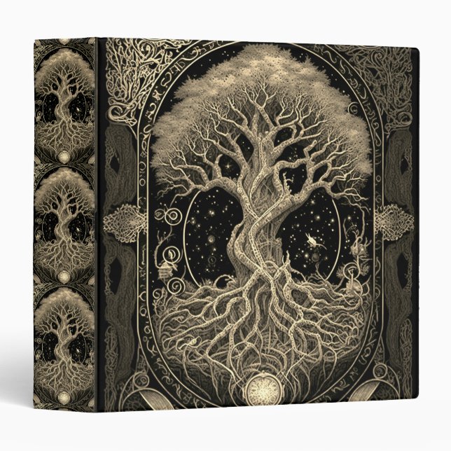 Gold Tree of Life Ornate Ancient Antiqu Binder (Front/Spine)