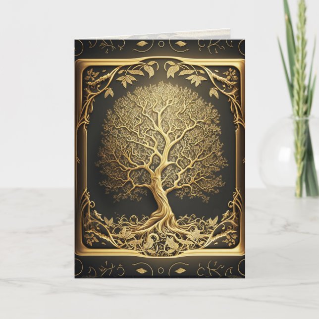 Gold Tree of Life Ornate Graphic Arts Card (Front)