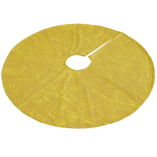 Gold Tree Skirt, Golden Accent Gold Christmas Tree Fleece Tree Skirt (Angled)