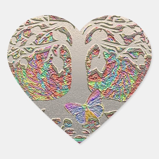 Gold Tree with Butterly Heart Sticker (Front)
