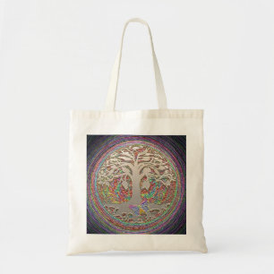 Gold Tree with Butterly Tote Bag