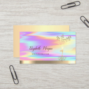 Gold Tree Women Silhouette,Holographic Business Card