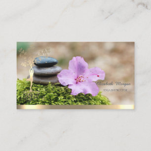 Gold Tree Women Silhouette Landscape Yoga  Business Card